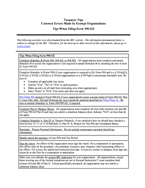 IRS Form 990-EZ Filing Tips