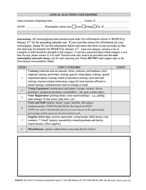 Wisconsin Annual Elections Costs Report