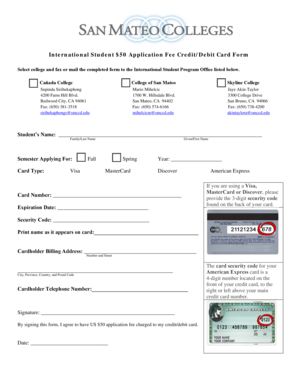 International Student Application Fee Form