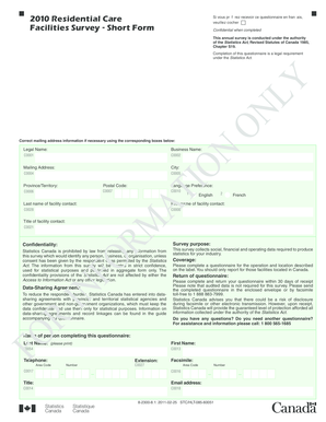2010 Residential Care Facilities Survey