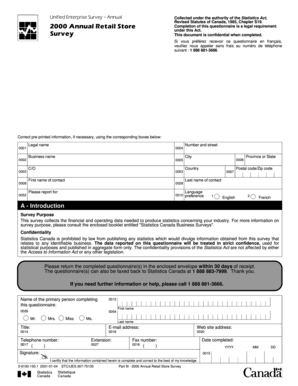 2000 Annual Retail Store Survey