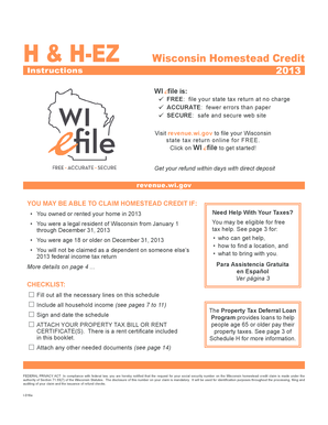 Wisconsin Homestead Credit Form H-EZ