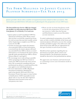 Tax Form Mailings to Janney Clients