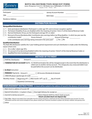 Roth IRA Distribution Request Form
