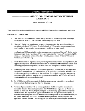 Fillable Online appic AAPI ONLINE GENERAL INSTRUCTIONS FOR - appic Fax ...