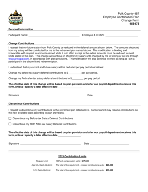 Polk County 457 Employee Contribution Change Form
