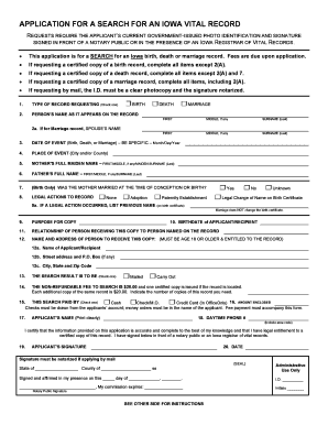 Iowa Vital Record Search Application