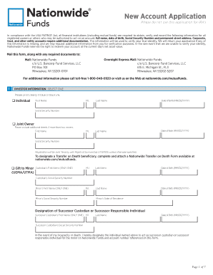 Nationwide Funds New Account Application