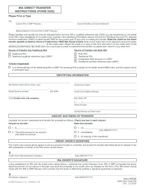 IRA Direct Transfer Instructions Form 2325