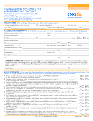 ING HomeGuard Application for Appointment and Contract