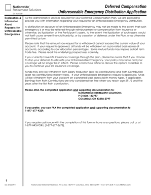 Deferred Compensation Unforeseeable Emergency Distribution Application