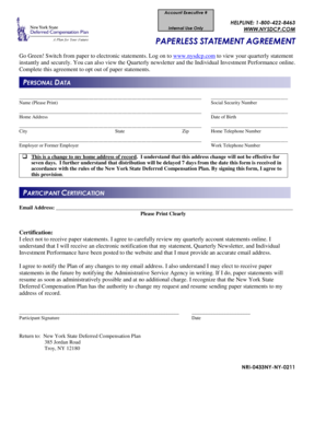 Paperless Statement Agreement