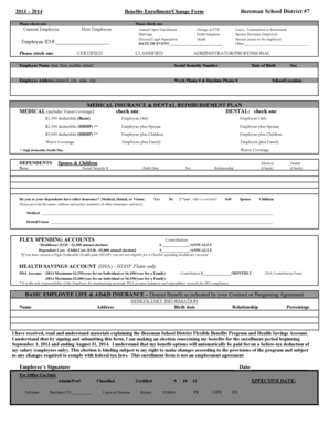 Bozeman School District Benefits Enrollment Form