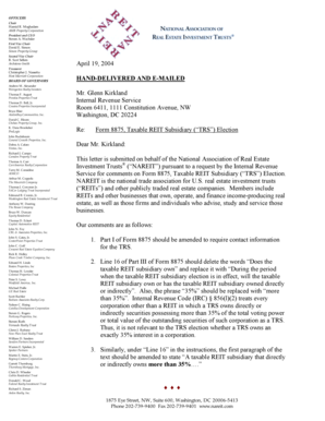 NAREIT Comments on Form 8875