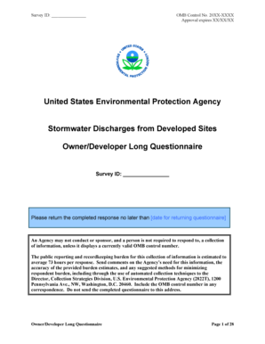 Stormwater Discharges Questionnaire