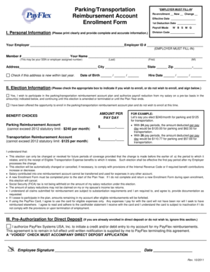 Parking/Transportation Reimbursement Account Re-enrollment Form