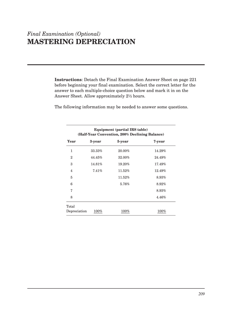 Mastering Depreciation Final Exam Answers Fill Online, Printable