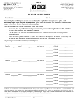 JRB 403(b) Plan Fund Transfer Form