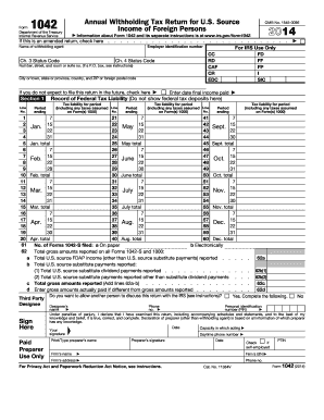IRS Form 1042 Annual Withholding Tax Return