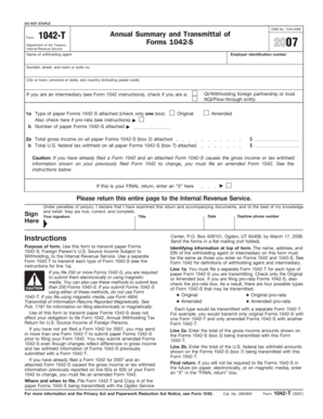 IRS Form 1042-T Annual Summary and Transmittal