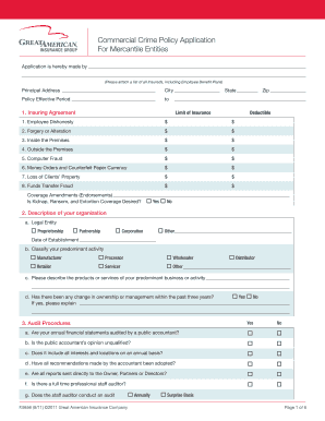 Commercial Crime Policy Application