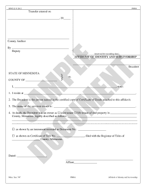 Affidavit of identity form - Affidavit of Identity and Survivorship - Minnesota CLE - minncle