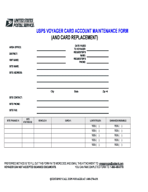 USPS Voyager Card Account Maintenance Form