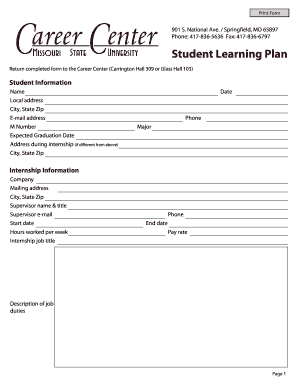 Student Learning Plan