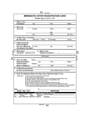 MINNESOTA VOTER REGISTRATION CARD - wellstone