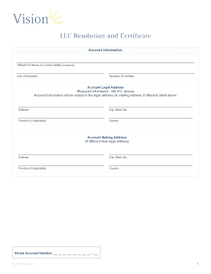 LLC Resolution and Certificate