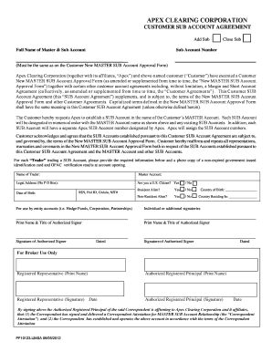 Apex Clearing Customer Sub Account Agreement