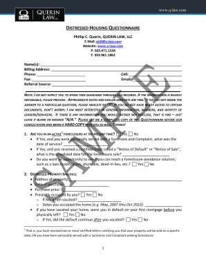Distressed Housing Questionnaire