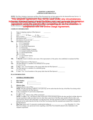 403(b) Plan Adoption Agreement