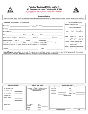 New Jersey Open Public Records Act Request Form