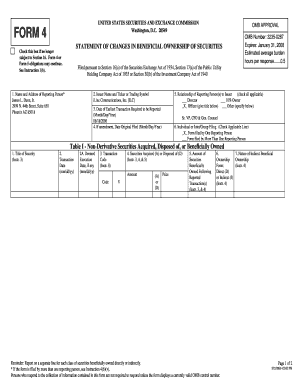 Form 4 Statement of Changes in Beneficial Ownership