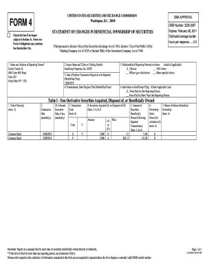 Form 4 Statement of Changes in Beneficial Ownership