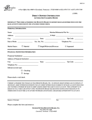 Church of God Direct Deposit Form