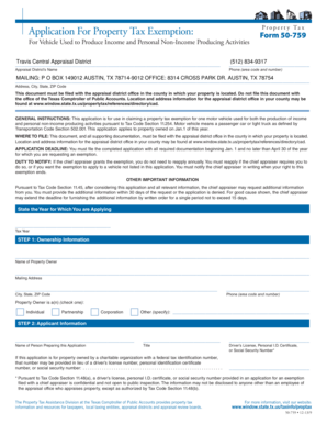 Texas Property Tax Exemption Application for Vehicle