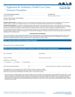 Texas Ambulatory Health Care Center Property Tax Exemption Application