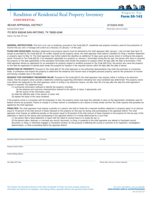 Texas Residential Real Property Inventory Tax Form 50-143