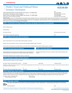 Texas Dealer’s Vessel and Outboard Motor Property Tax Form 50-259