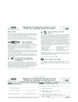 Form 4868 Application for Automatic Extension of Time