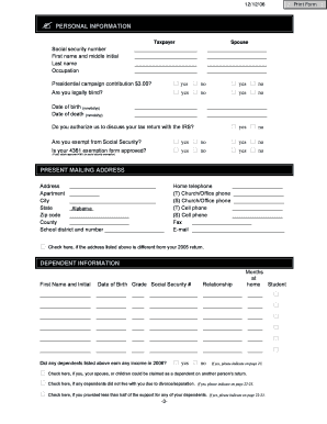 US Federal Tax Return Form