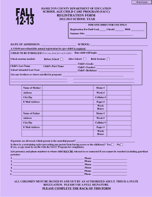 Hamilton County SACC Registration Form