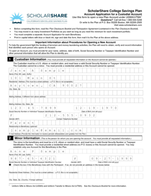 ScholarShare College Savings Plan Application