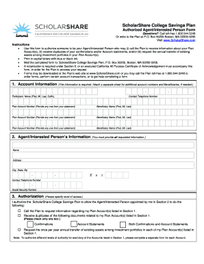 ScholarShare College Savings Plan Agent Form