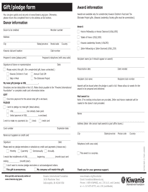 Kiwanis Gift/Pledge Form
