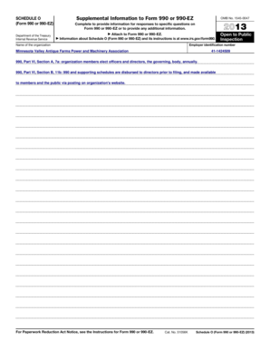 Schedule O for Form 990 or 990-EZ