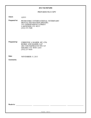 2012 Form 990 Tax Return