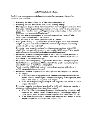 ACHD Clinic Interview Form